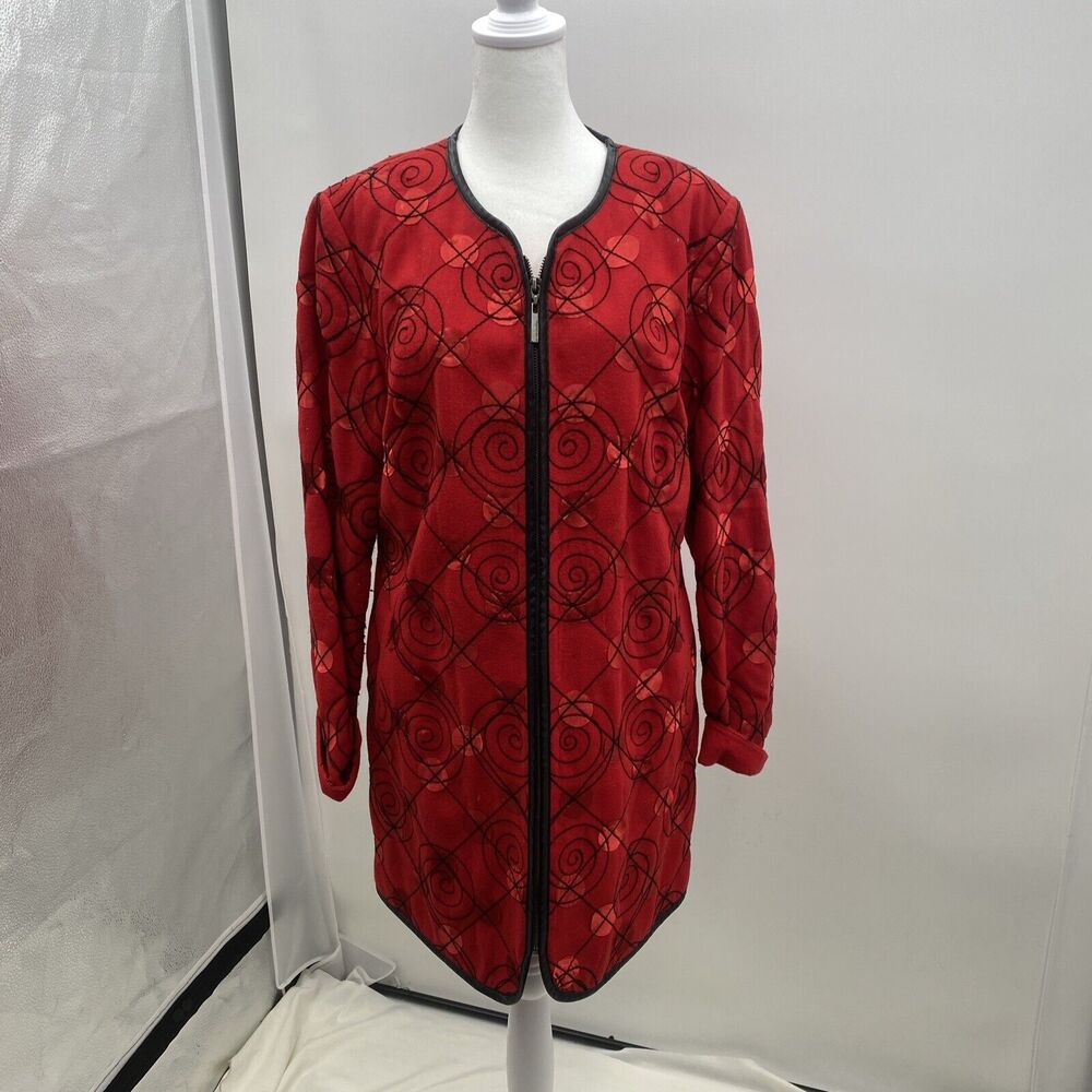 Vintage Peter Nygard Wool Mix Jacket Suit Tope Women's size 12 Red and Black